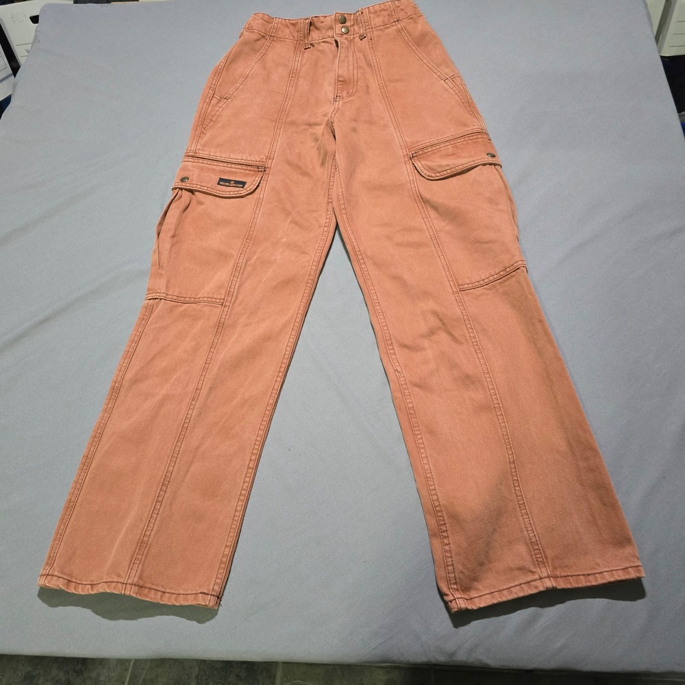 BDG Cargo Pants Women 27 Terracotta Wide Leg High Waist Utility Denim